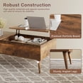 thumbnail image 5 of Vineego Classic Lift Top Rectangular Wood Coffee Table, Rustic Oak, 5 of 7