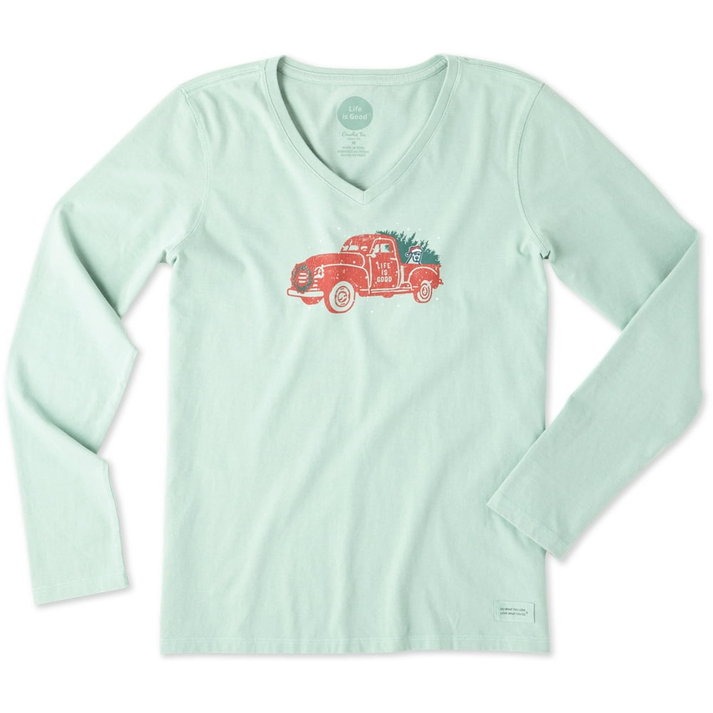 Life Is Good life is good women's holiday truck crusher vee long