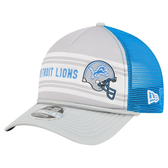 Men's New Era Gray Detroit Lions Linear A-Frame 9FORTY Adjustable Hat