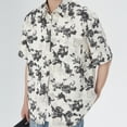 thumbnail image 3 of Rose Floral Printed Shirts for Men 2026 Summer Casual Short Sleeve Button Down Collared Shirt, 3 of 6