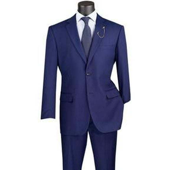 Mens Executive Suit Blue Regular Fit Comfort Waist Pants F-2C900