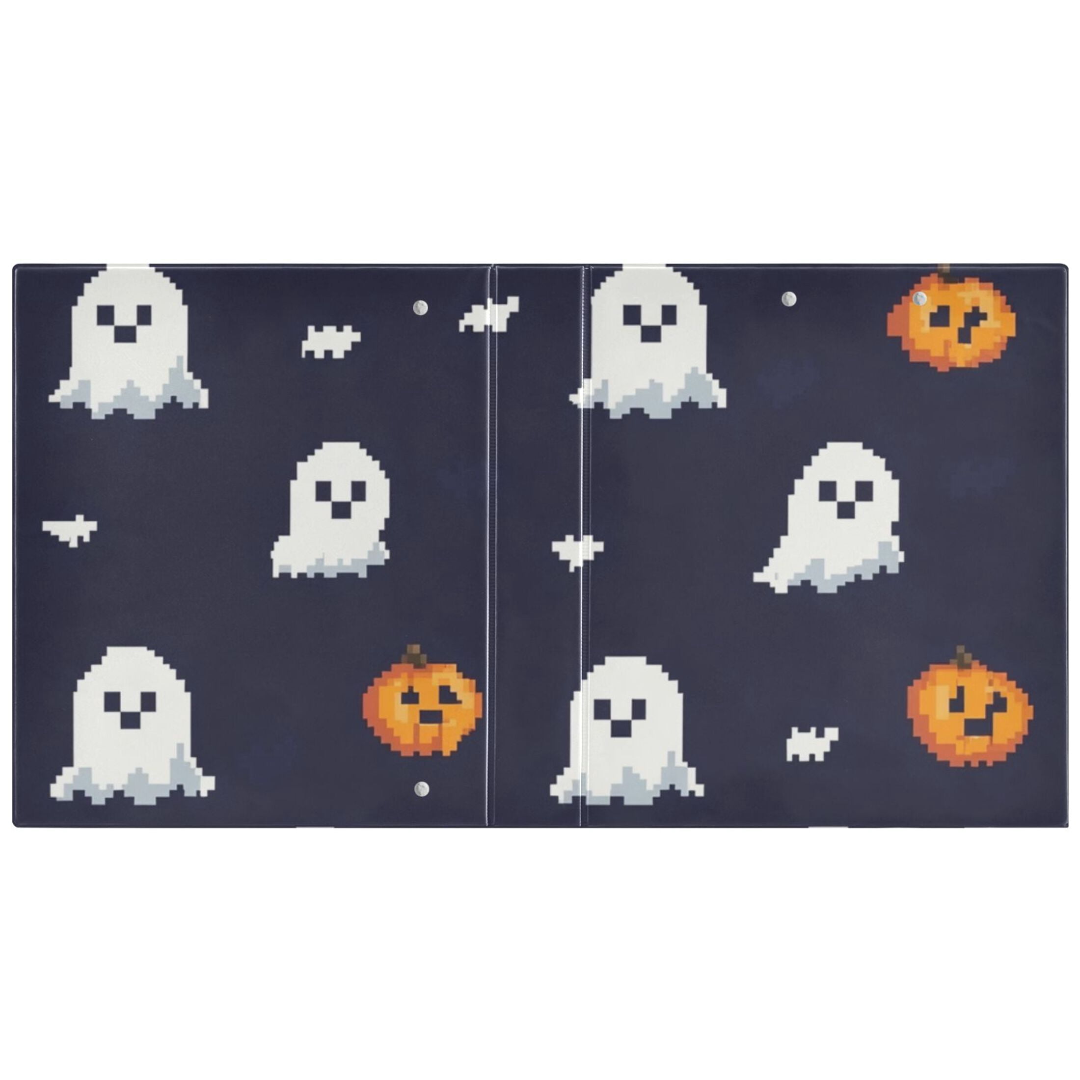 Pixel Ghosts and Pumpkins 3 Ring Binders 1.5 inch Hardcover File Folders with Interior Pockets A4 Size Organizer for School Office Hospital
