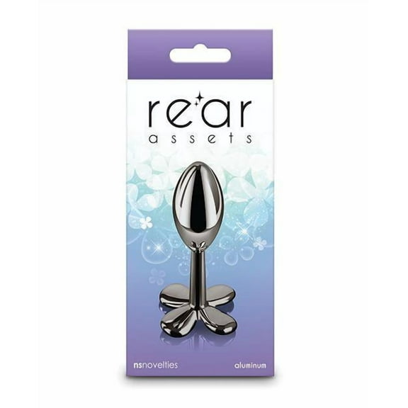 Rear Assets Chrome-Plated Aluminum Clover Anal Plug, Gunmetal