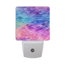 Mermaid Scales Night Light LED Dusk to Dawn Auto Sensor Night Lamp Plug-in Nightlight for Bedroom Hallway Kitchen 2 PCs