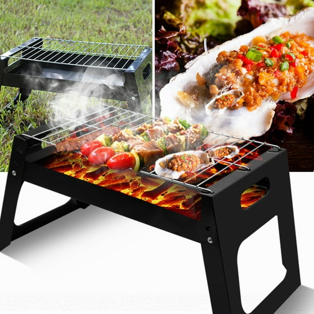 Chaise longue Absorberen Notitie Pompotops Mini Portable Camping Grill With Barbecue Net Outdoor Wood Stove  Camping Grill - Walmart.com