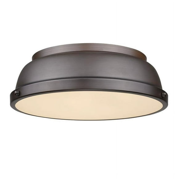 Duncan 14" Flush Mount in Rubbed Bronze with a Rubbed Bronze Shade