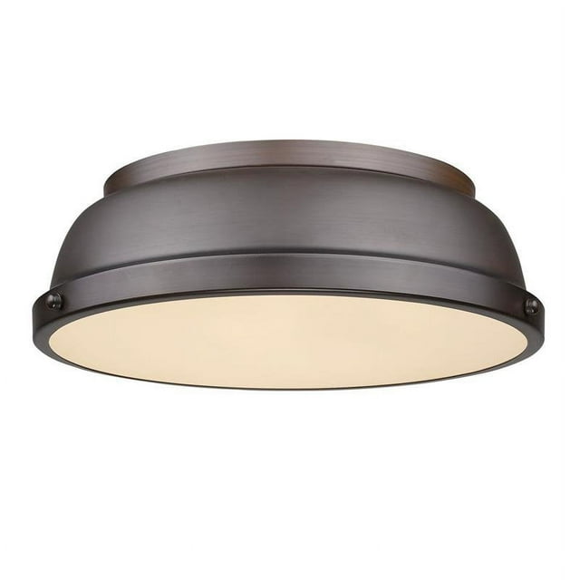 Duncan 14" Flush Mount in Rubbed Bronze with a Rubbed Bronze Shade
