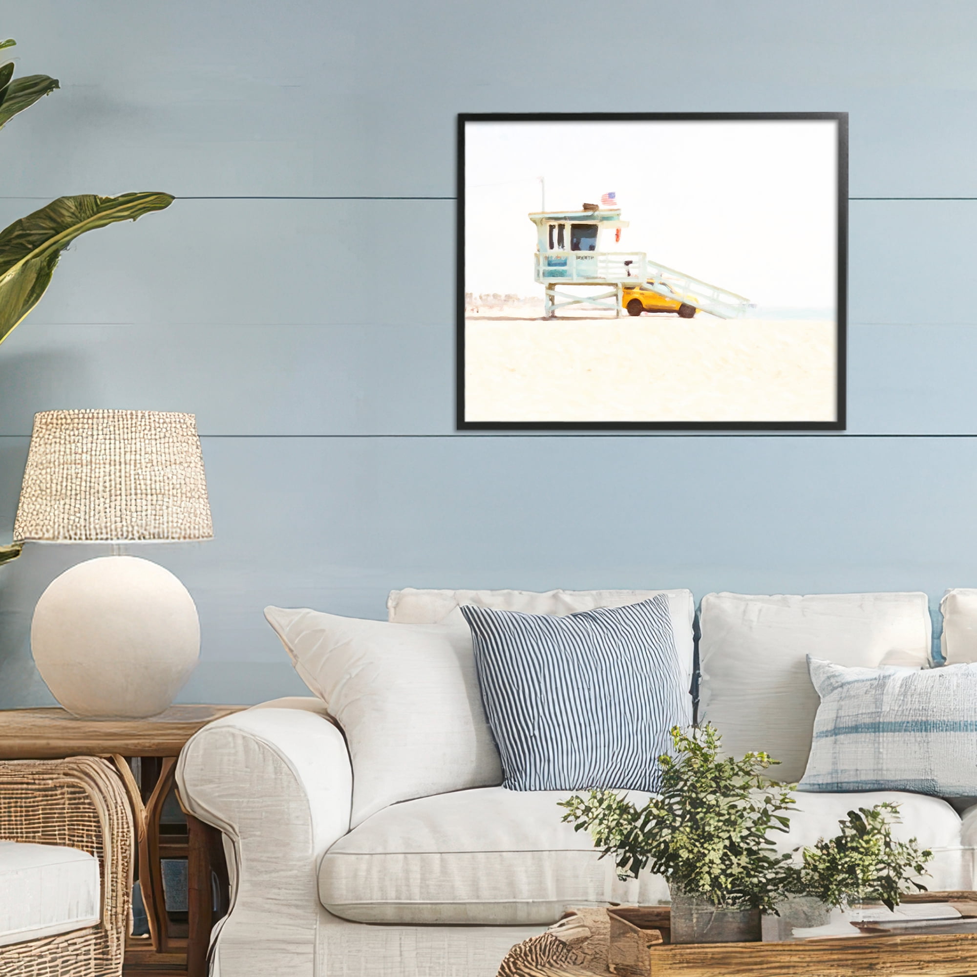 Stupell Industries Soft Light Lifeguard Station Black Framed Giclee Art, design by Kim Curinga