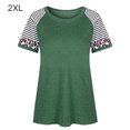 thumbnail image 1 of ZheElen Femmes T-shirt à Rayures Imprimé Manches Courtes Top Col Rond, Noir, M Vert XXL, 1 of 6