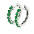 thumbnail image 2 of 0.84 ct Lever-Back Hoop Earrings for Women | 2.5mm Round Cut Simulated Emerald | 18K White Gold, 2 of 5