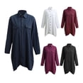thumbnail image 4 of Nuevas mujeres blusa larga irregular dobladillo mangas largas bolsillos sueltos Casual Top cami Abanopi Blusa, 4 of 7