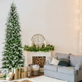 thumbnail image 4 of Costway 9 FT Flocked Christmas Tree with 1310 PE PVC Branch Tips 470 Warm White LED Lights, 4 of 10