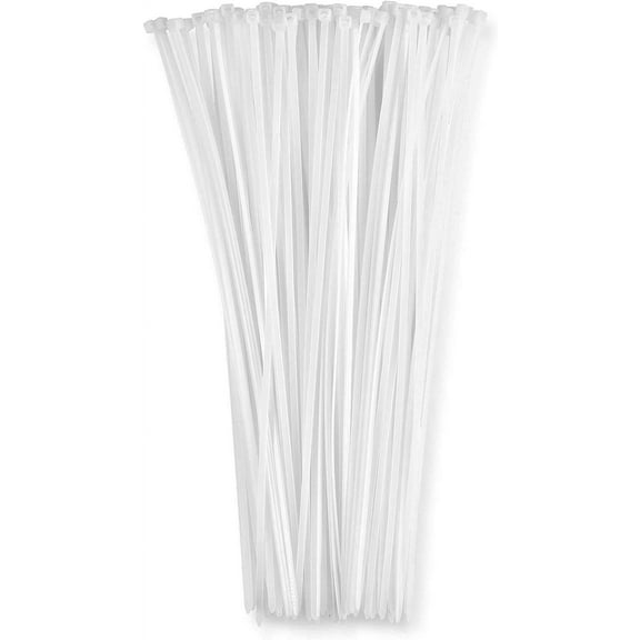 12 Inch Zip Cable Ties (250 Pack), 50lbs Tensile Strength - Heavy Duty White, Self-Locking Nylon Cable Wire Ties for Indoor and Outdoor By Bolt Dropper,,F80641