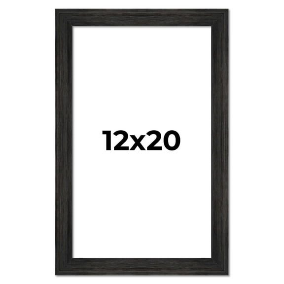 12x20 Distressed/Aged Black Complete Wood Picture Frame with UV Acrylic, Foam Board Backing, & Hardware