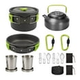 thumbnail image 1 of Kit de utensilios de cocina para acampar, olla para acampar, utensilios de cocina fáciles de limpiar, multifuncionales Verde, 1 of 9