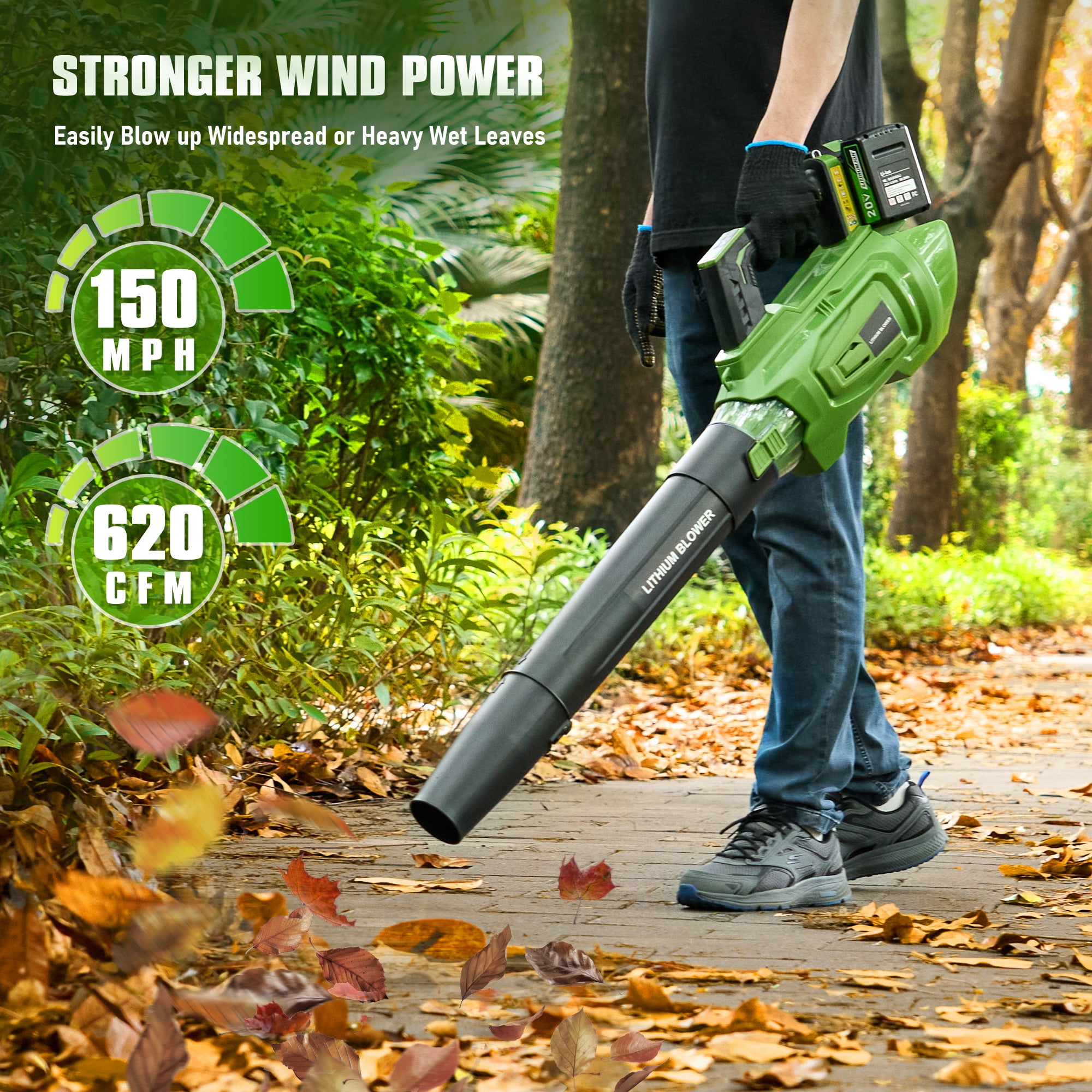 GASKY 40V Leaf Blower with 2 X 4.0Ah Batteries & Charger, 620CFM/ 150MPH Brushless Electric Cordless Leaf Blower for Garden/Dust/Snow/Yard Clean, Lightweight