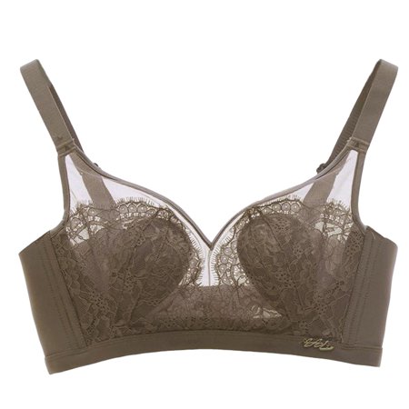 

Bra Women Sexy Lace Without Steel Ring Large Size Seamless Full Cup Underwear Nylon no underwire sports bra Coffee