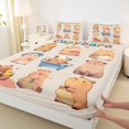 thumbnail image 4 of Manfei Cartoon Animals Queen Sheets,Cute Daily Capybara Print Queen Sheet Sets,Beige,4-Piece,1 Flat Sheet, 1 Fitted Sheet and 2 Pillowcases, 4 of 6