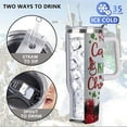 thumbnail image 3 of Snowman Christmas Tumbler with Lid and Straw, Holiday Plaid Winter Cup, 3 of 9