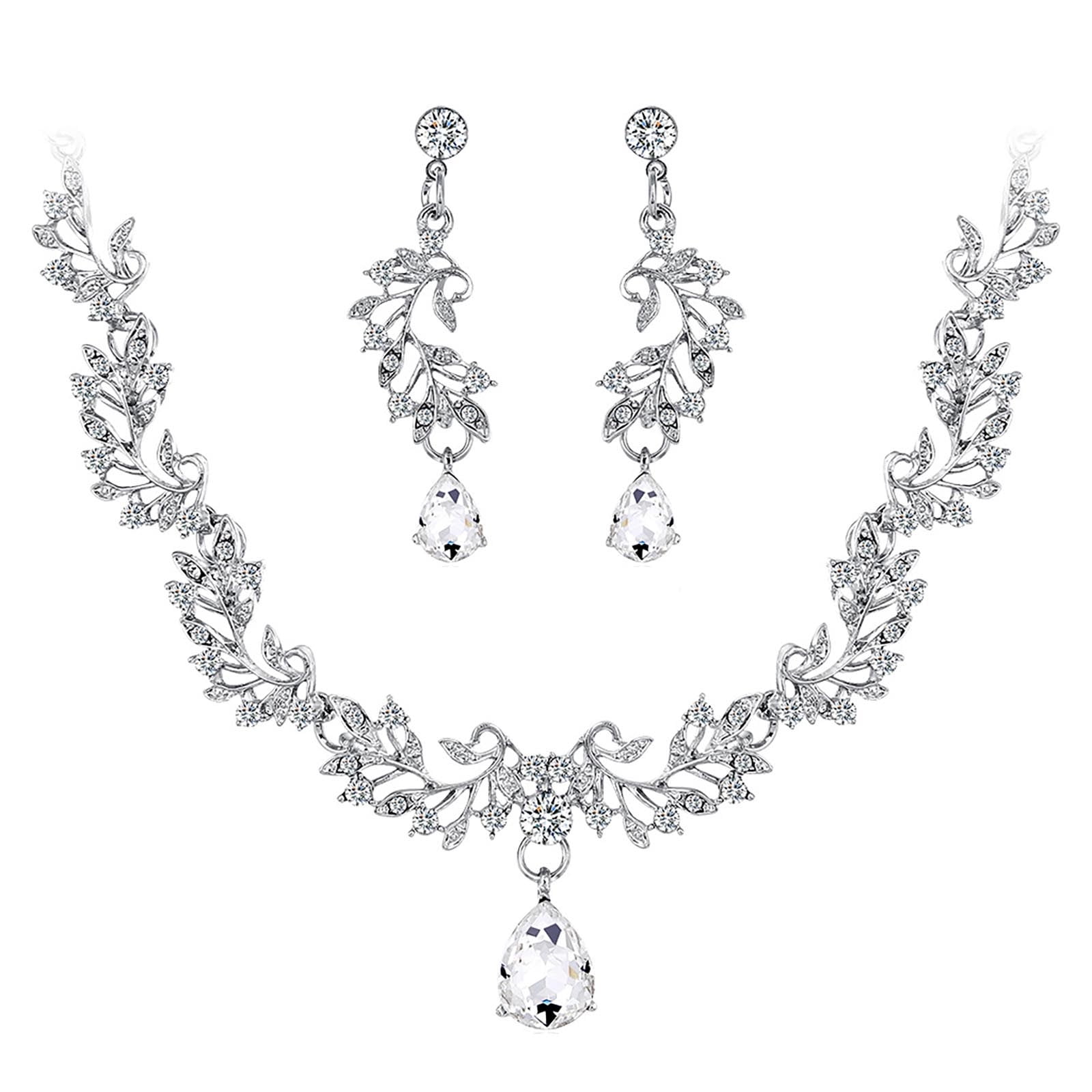 Set Collier Boucles D'Oreilles Chaîne de Bijoux Srass ... - eBay