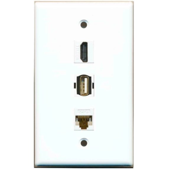 Ultra Spec Cables 1 Port HDMI and 1 Port USB A-A and Cat6 Ethernet Wall Plate