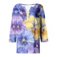thumbnail image 5 of Fiudx Liquidación de Ofertas Flash Blusa de Manga 3/4 Corta Estampada a La Moda para Mujer, Blusa Informal con Cuello Redondo, 5 of 5