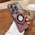 thumbnail image 6 of for iPhone 16 Magnetic Kickstand Case, [Compatible with Magsafe] Bling Glitter Diamond Rhinestone Ring Holder Camera Lens Protector Girly Woman Cute Phone Cover for iPhone 16 6.1" (Pink), 6 of 10