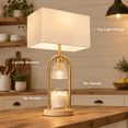 Wood-Textured Table Lamp with Candle Warmer, Dual Light Function ...