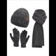thumbnail image 1 of Conjunto de 3 Piezas de Gorro, Bufanda y Guantes de Punto Universales de Invierno para Adultos, Mujeres y Hombres. Negro Talla Única, 1 of 7