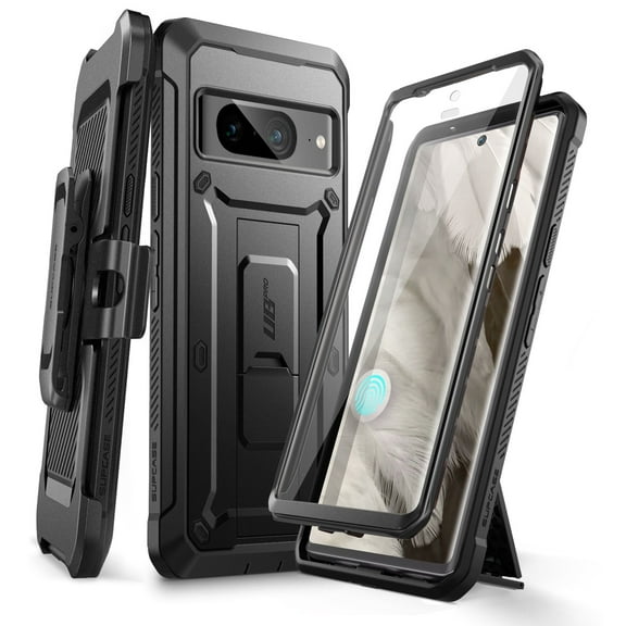 SUPCASE Unicorn Beetle Pro Series Case for Google Pixel 8 (2023 Release), Full-Body Rugged Belt-Clip & Kickstand Case with Built-in Screen Protector (Black)