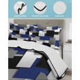 thumbnail image 3 of Quilt King Size Bedding Set, Navy Blue Black Geometric Reversible Summer Quilt 3 Pieces, Modern Abstract Art Block Lightweight Bedspreads Coverlets with 2 Pillow Shams for All Seasons, 3 of 5