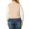 thumbnail image 4 of Unique Bargains Women's Plus Size Chest Pockets Single Breasted Denim Sleeveless Jacket, 4 of 8