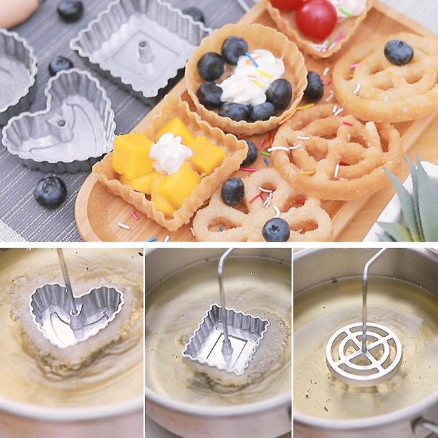 Moldes suecos caseros con mango de madera para hornear galletas de buñuelos con rosetas