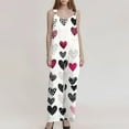 thumbnail image 3 of Fgvctg Valentine's Day Women's Jumpsuit Wide Leg Pant Vintage Love Heart Graphic Overall Sleeveless Romper Spaghetti Straps Jumpsuit Loose Bib Overalls Sprimg Clothing With Pockets White 2XL, 3 of 4