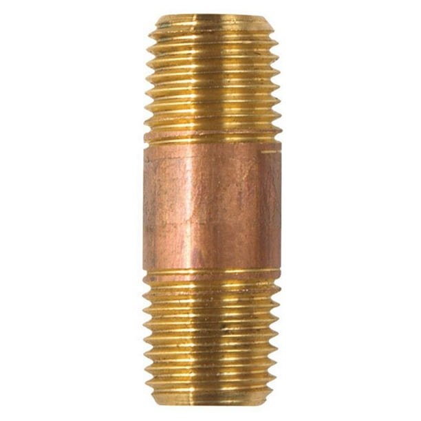 Boquilla ATC de latón rojo de 1/4 pulgadas MPT X 1/4 pulgadas D MPT 3,8 cm L