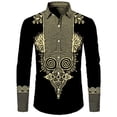 thumbnail image 5 of Camisas con cuello vuelto y botones con estampado dashiki africano para hombre, blusas casuales de manga larga, ropa de calle de estilo étnico, camisa, 5 of 5