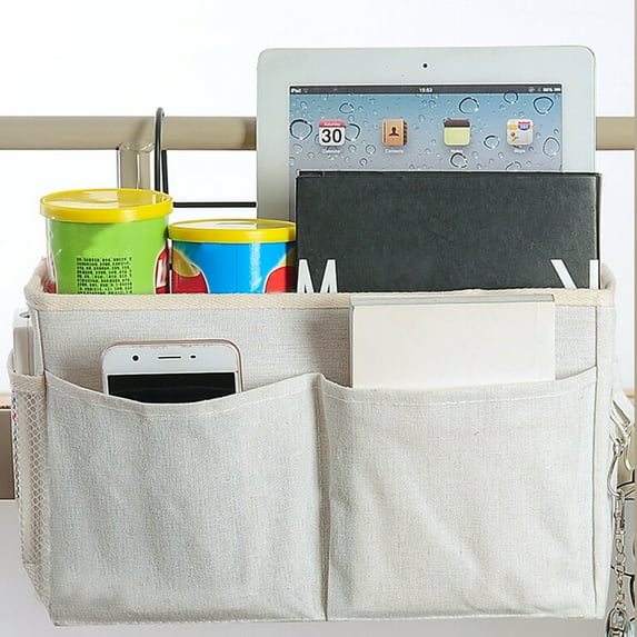 Dream Lifestyle Bedside Caddy,Waterproof Bedside Storage Bag Hanging Organizer with Hook for Magazine Phone iPad Remote Glasses Books Keys and Daily Supplies