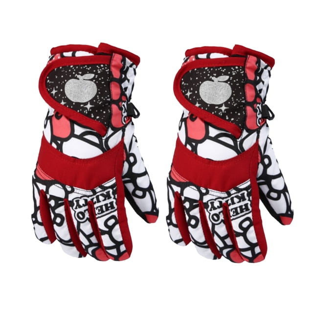 Bearachild 2 piezas de guantes de nieve para niños, artículos deportivos antideslizantes, guantes gruesos para deportes de invierno a prueba de viento, Suministros térmicos rojo M Bearachild HA059843-01B