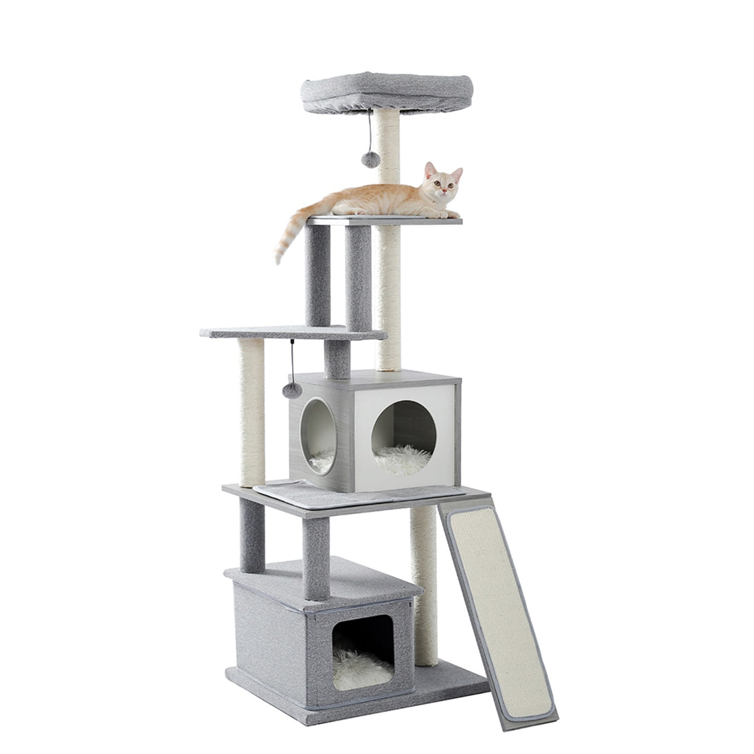 Pefilos Cat Tree Houses for Indoor Cats Modern Grey Cat Tower, Multi-Level Tall Large Wood Condo for Outdoor Cats, Cat Condo for Adult Cats Furniture Cat Tower for Big Cats Pefilos Cat Tree Houses for Indoor Cats Modern Grey Cat Tower, Multi-Level Tall Large Wood Condo for Outdoor Cats, Cat Condo for Adult Cats Furniture Cat Tower for Big Cats