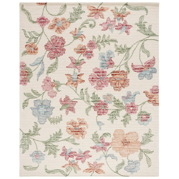 SAFAVIEH Jardin Anson Floral Wool Area Rug, Ivory/Red, 8' x 10'