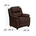 thumbnail image 6 of Emma + Oliver Personalized Brown Faux Leather Deluxe Kids Recliner with Extra Thick Padding and Storage Arms for TV Room, Living Room, Bedroom or Playroom, 6 of 13