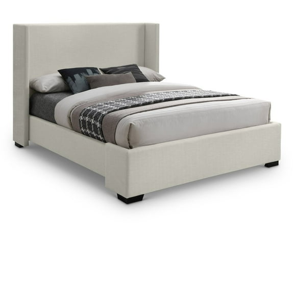Meridian Furniture Oxford Beige Linen Textured Fabric King Bed