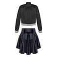 thumbnail image 2 of Doomiva Kids Girls Hip Hop Jazz Dance Outfits Shiny Metallic Long Sleeve Zipper Bomber Jacket Coat with Skirt Set Black 8, 2 of 6