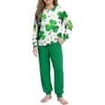 thumbnail image 4 of Girls Boys St. Patrick's Day Outfits 2PC Comfy Casual Print Long Sleeve Pullover Tops with Pants Sets Green 11 7-8 Years, 4 of 8