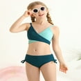 thumbnail image 3 of GYRATEDREAM Girls 3 Piece Swimsuits Print Top and Shorts Bikini Set Bathing Suit with Swimsuits Cover Up for 10 Years, 3 of 8