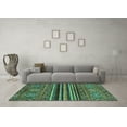 thumbnail image 3 of Ahgly Company Machine Washable Indoor Rectangle Abstract Turquoise Blue Modern Area Rugs, 2' x 4', 3 of 4