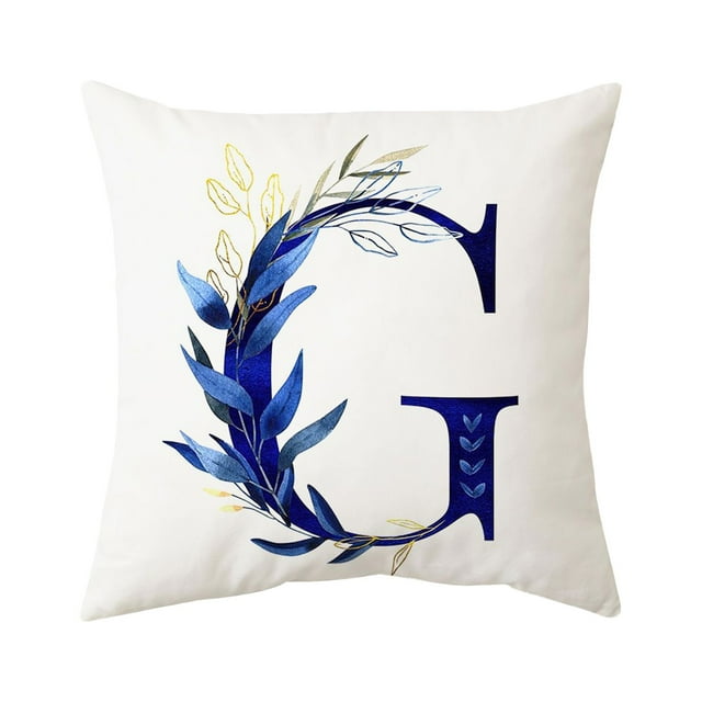 Throw Pillow Cover Alphabet Flowers 18x18 Inch Square Pillow Protector for Sofa Couch Bedroom Car Home 1pc