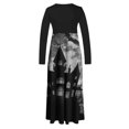 thumbnail image 3 of Long Sleeve Dress,3/4 Sleeve Dress for Women,Womens Fashion Printed Long Sleeve Round-Neck Pullover Patchwork Dress,Dress for Women Casual,Dress with Sleeves, 3 of 5