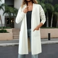 thumbnail image 2 of DHFJKG Women Longline Cardigan Knit Sweater Open Front Pockets Solid Color Knee-Length Coat For Autumn Winter Stylish Coat, 2 of 4