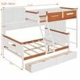 thumbnail image 4 of Twin Over Full Wooden Bunk Bed with Wardrobe, Drawers, Shelves and LED light(White+Orange), 4 of 10